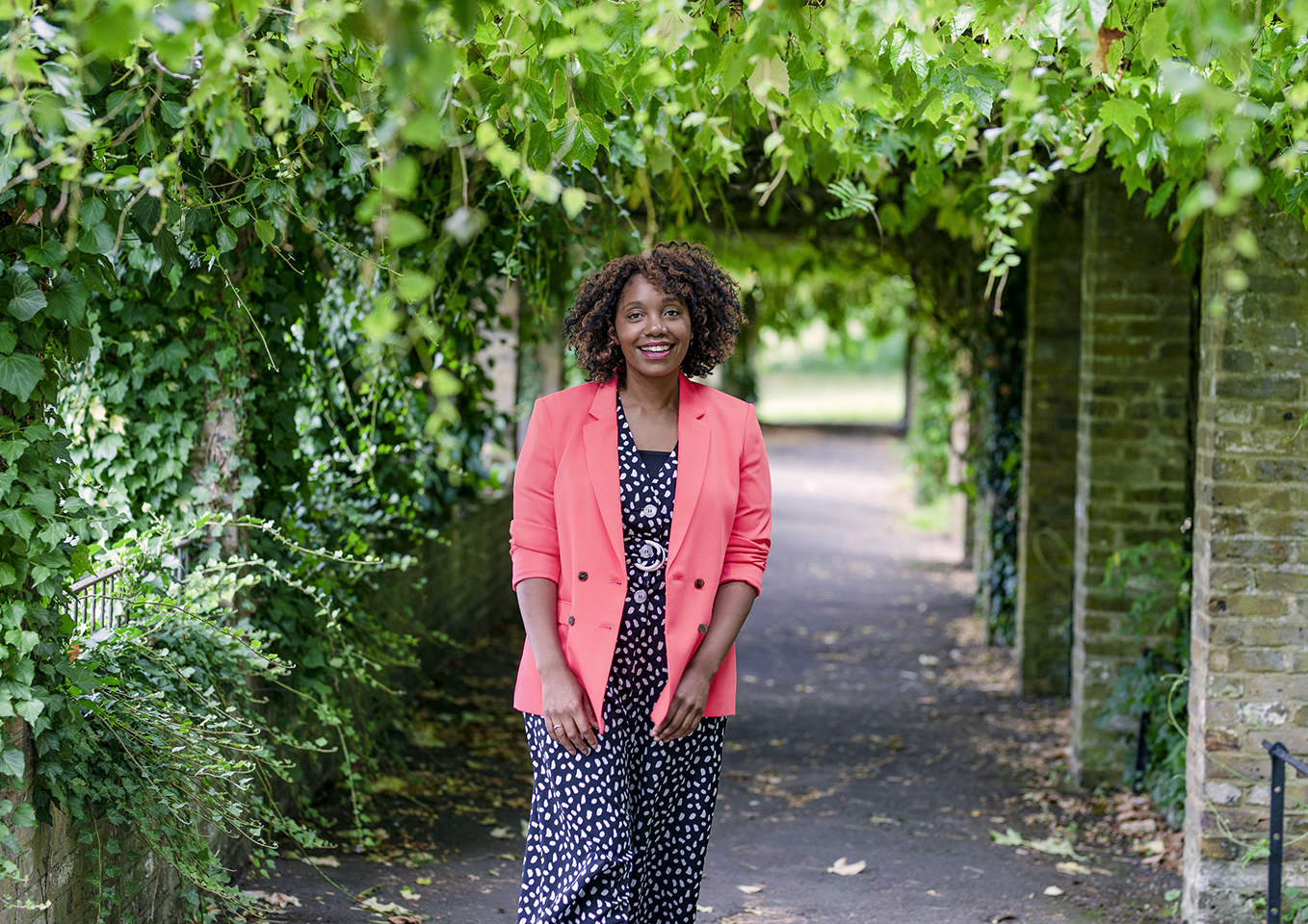 Outdoor personal branding portrait of Natasha in a London park