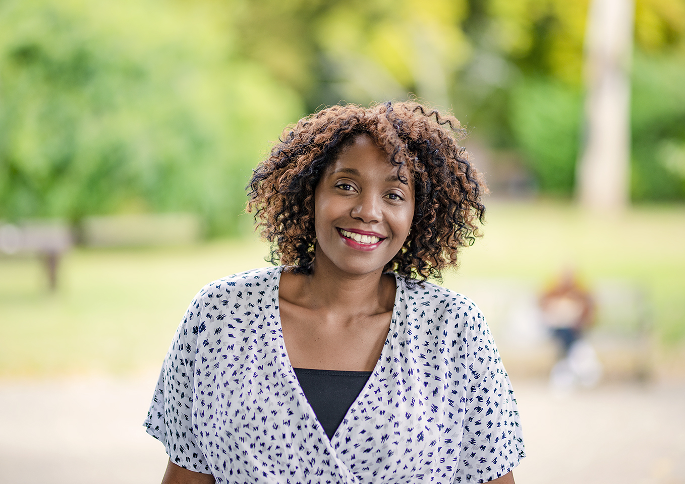 Natural light business portrait of Natasha outdoors in London