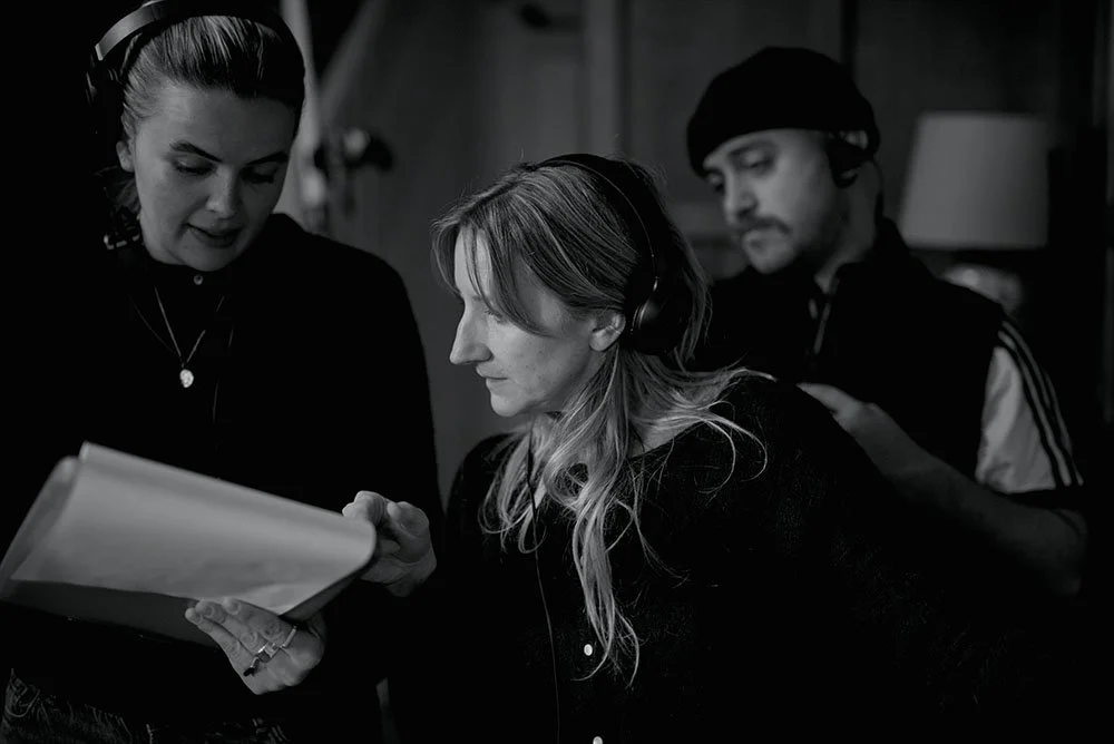 Behind the scenes of director and crew on film set in London