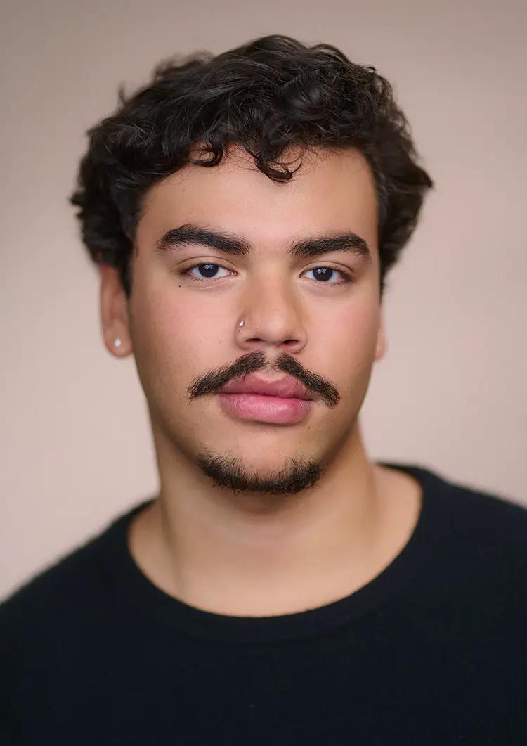Jude's actor headshot in my London studio with a pink canvas backdrop.