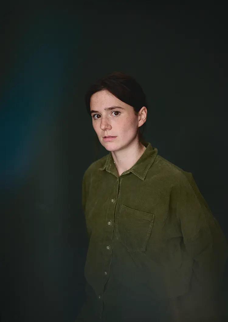 Professional portrait of actor India McNicholas in my Herne Hill Studio with a custom dark canvas backdrop