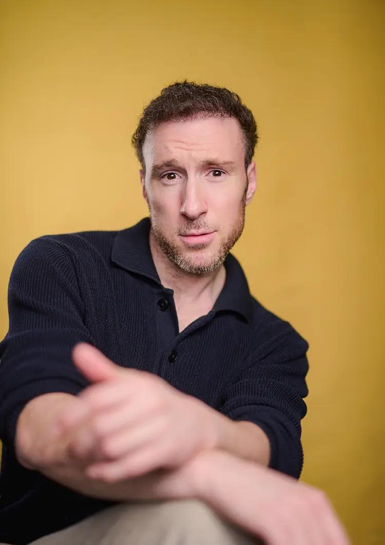 Ross Armstrong editorial actor portrait on yellow background