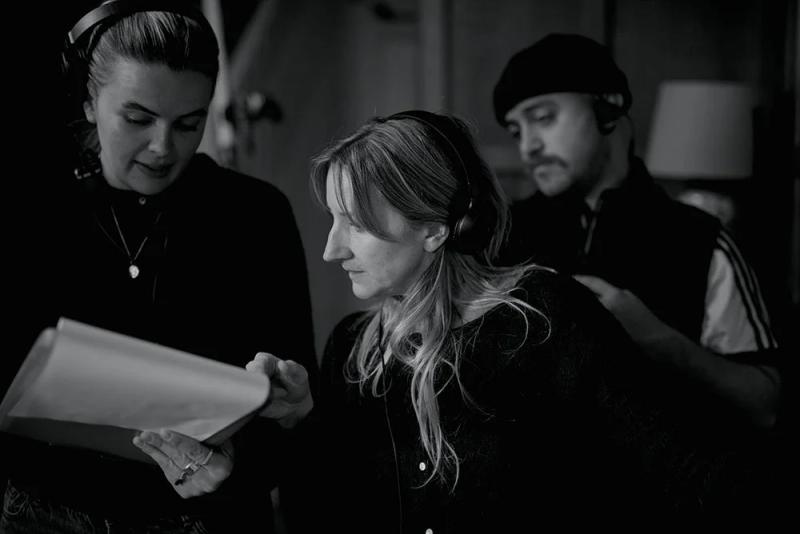 Behind the scenes of director and crew on film set in London