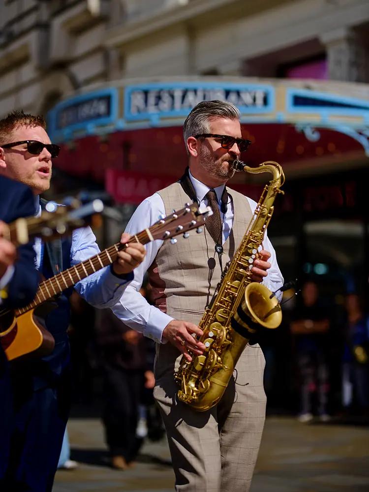 Saxophonist performing live in London